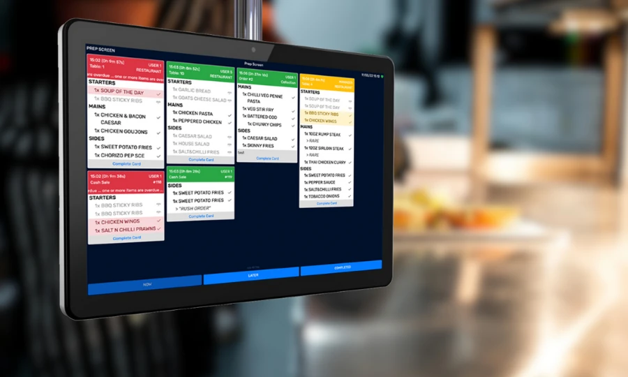 Tapa KDS screen showing live orders and statuses