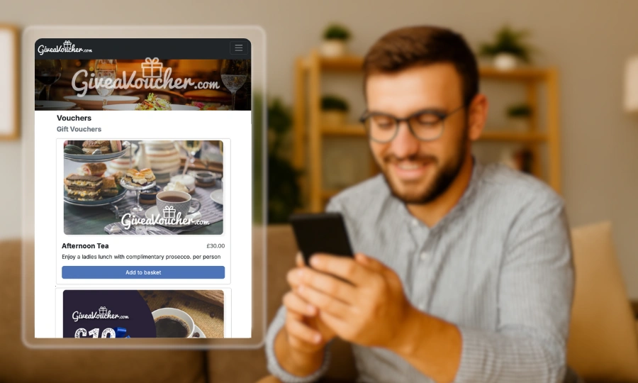 Customer purchasing a digital gift voucher online