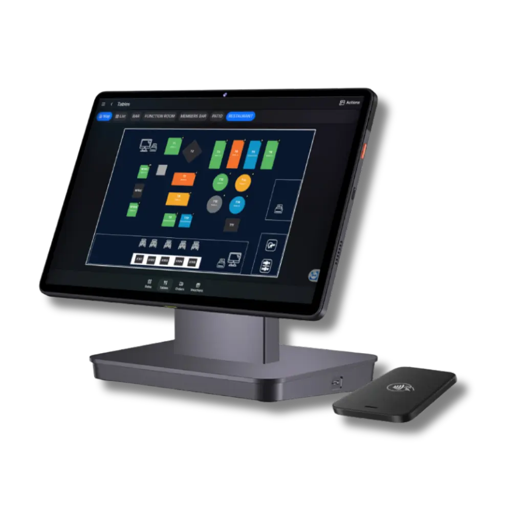 TapaGo Tablet POS showing table plan and payment workflow