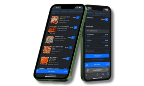 Customer scanning QR code to order drinks in beer garden