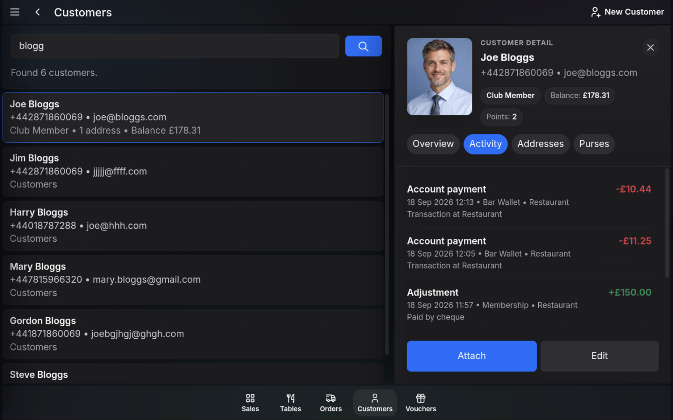Customer activity updated with account payment after sale