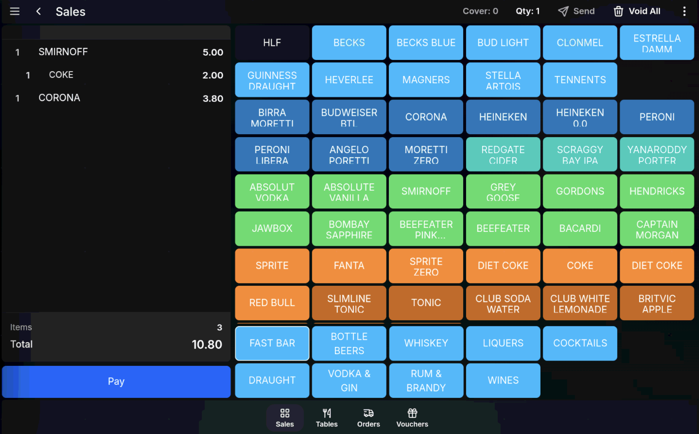 Sales menu choice added to the POS transaction