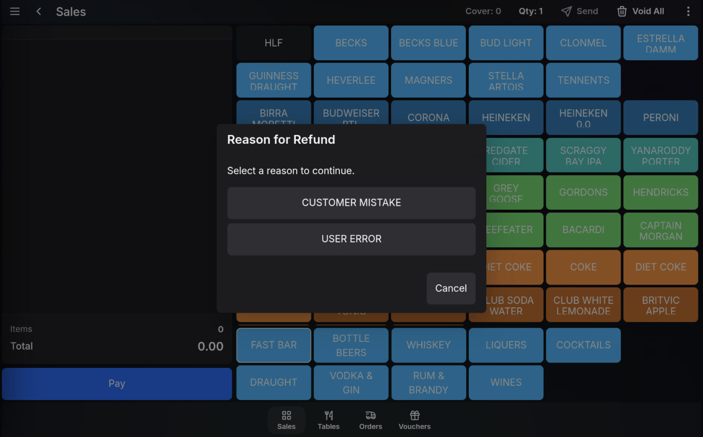 Refund reason prompt on the POS