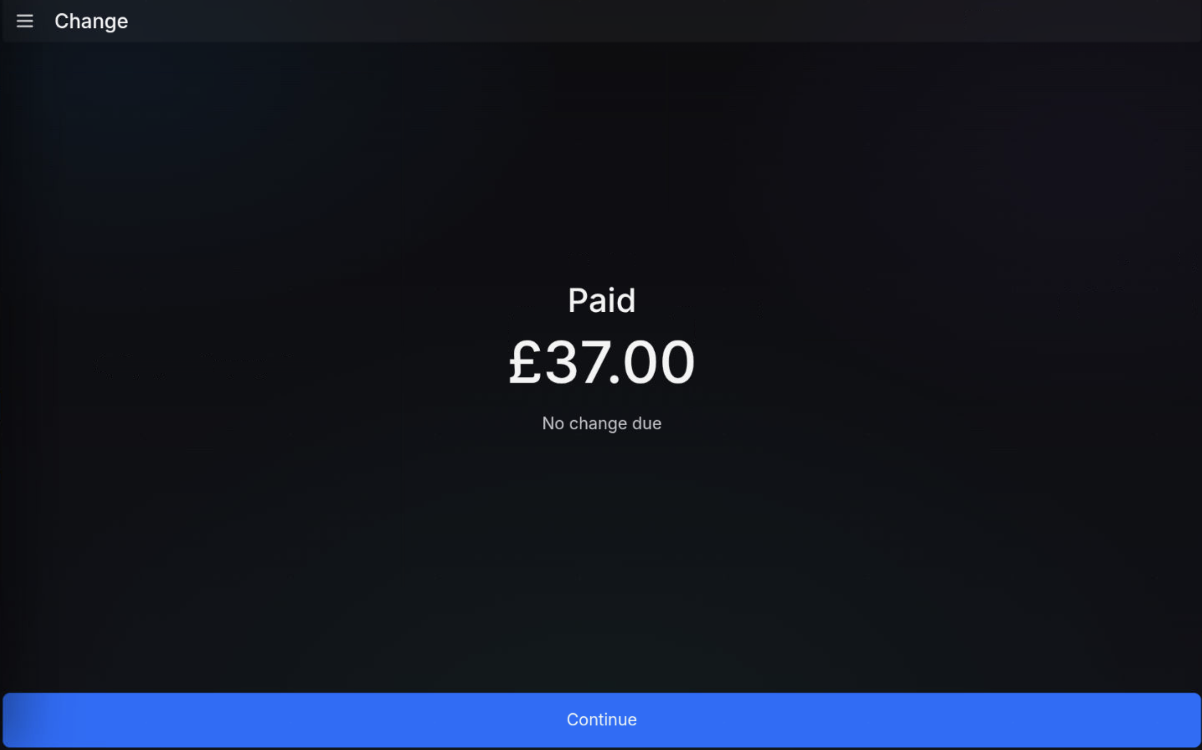 Split bill screen showing paid items after payment