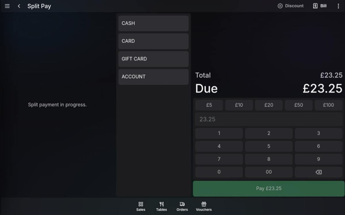 First equal split payment amount ready to pay