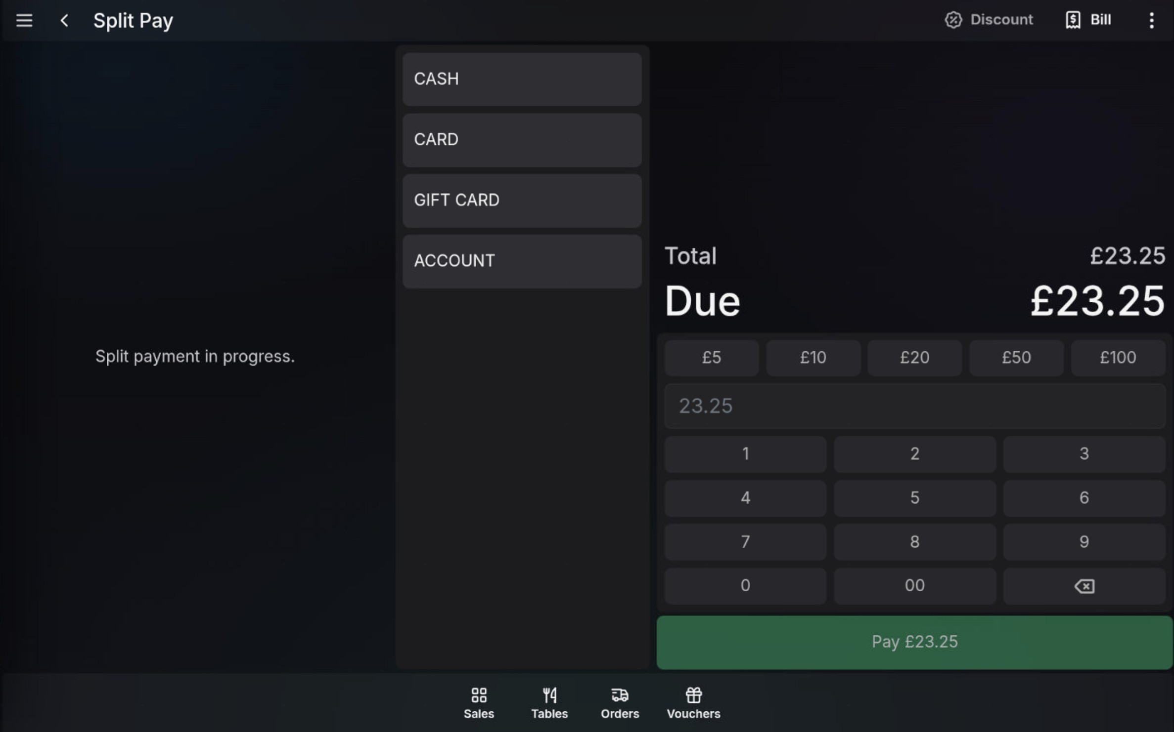 First equal split payment amount ready to pay
