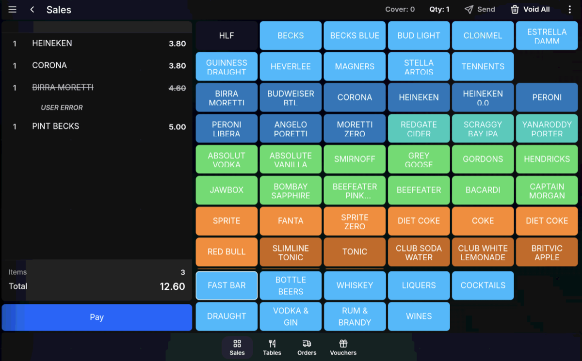 Voided line shown on the POS transaction grid