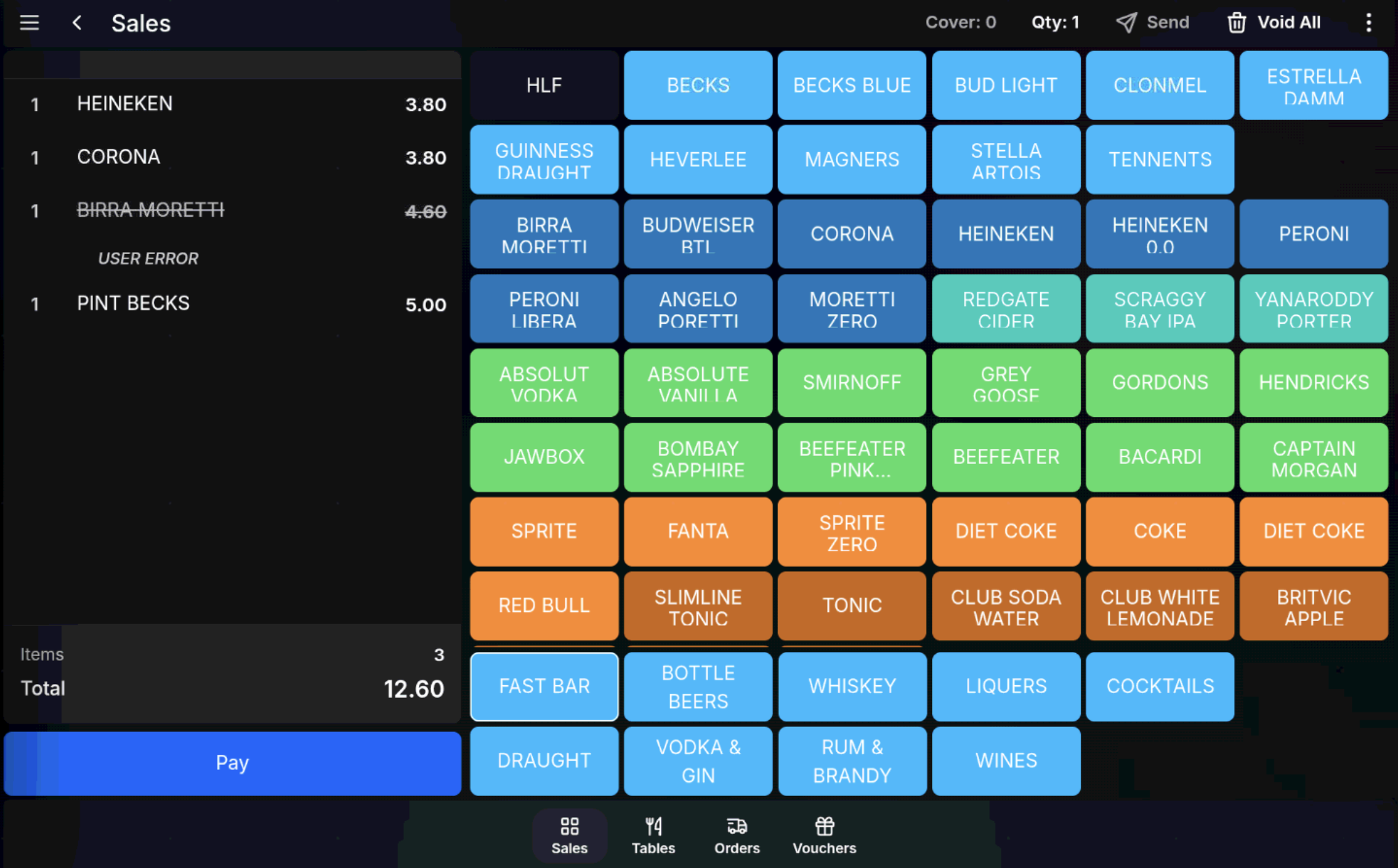 Voided line shown on the POS transaction grid