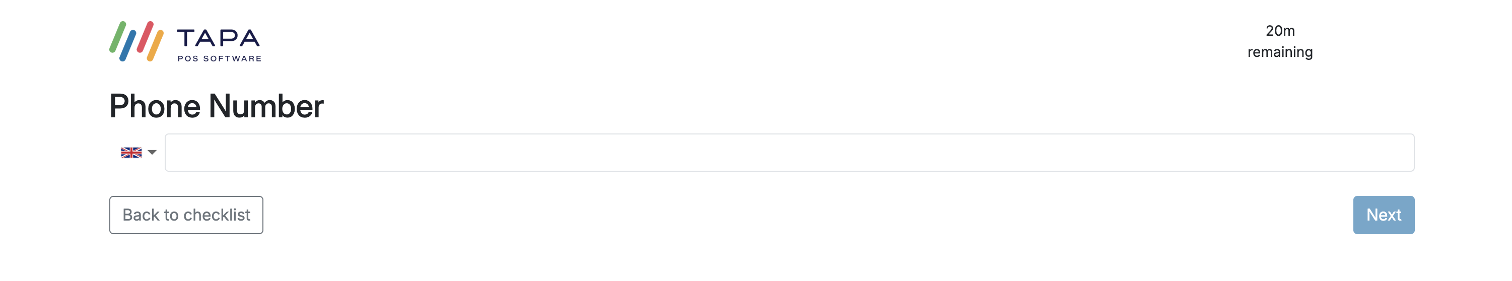 Phone number screen for company details.
