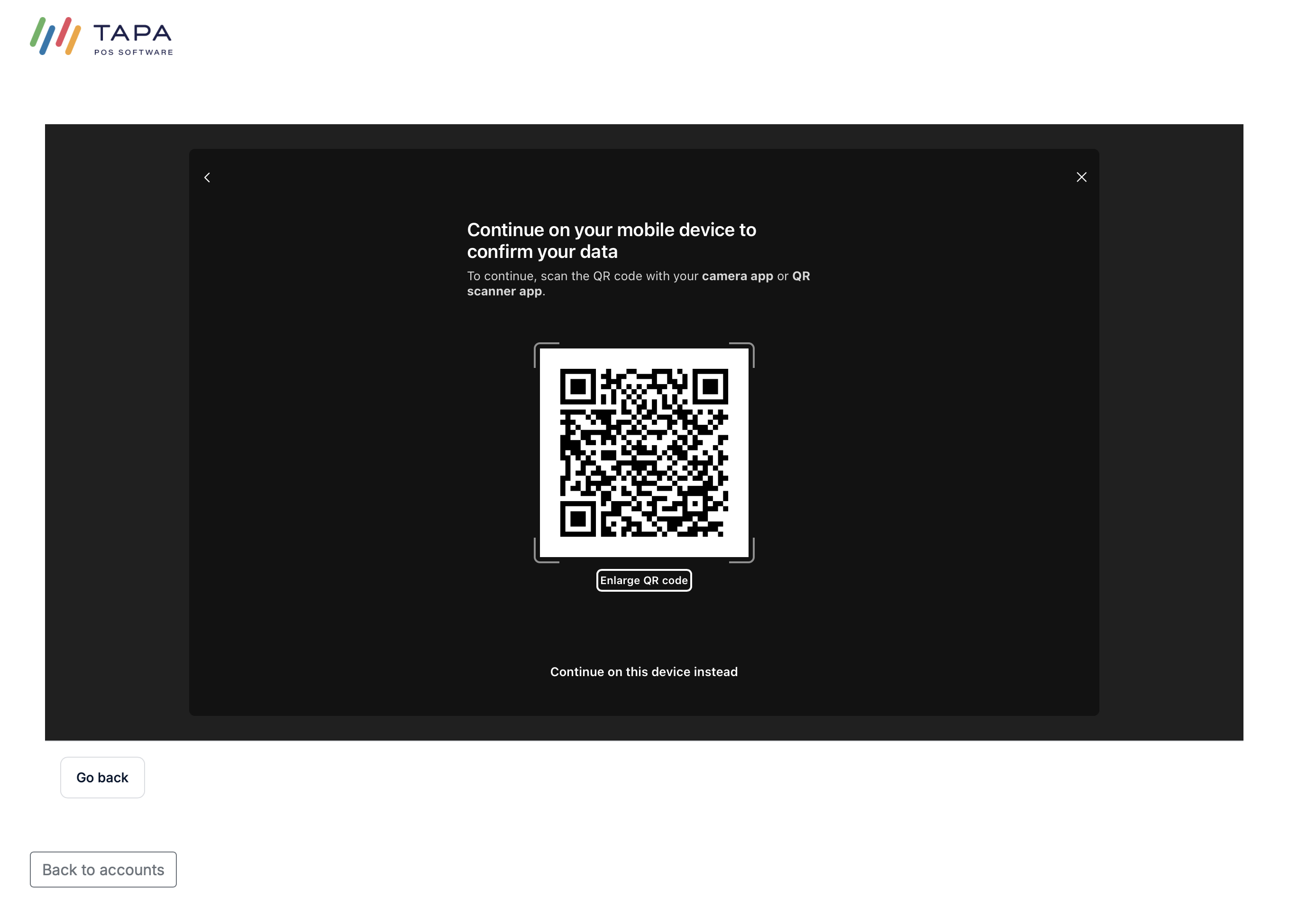 Consent screen explaining that Adyen uses Tink to connect to the bank account.